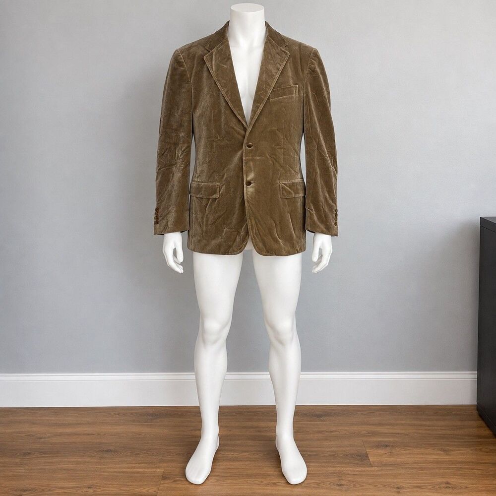 Zara Mens Velvet Blazer Size 40 Brown Sport Coat Quiet Luxury Dark Academia